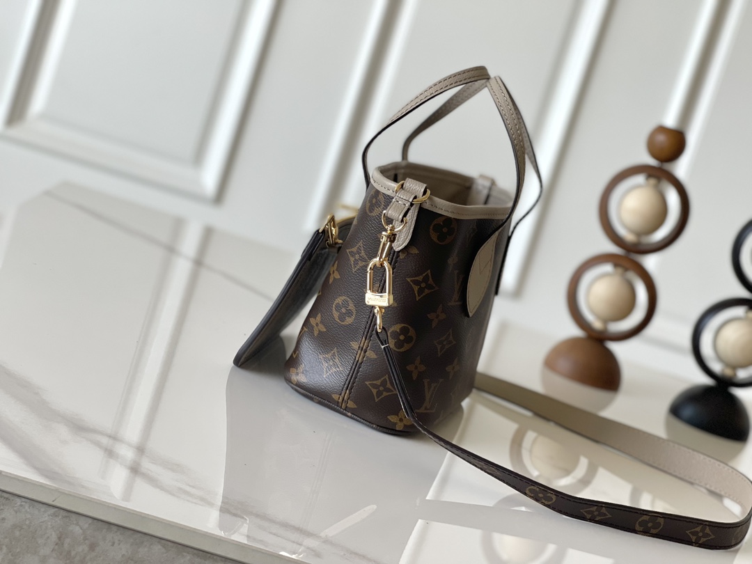Louis Vuitton Neverfull BB Handbag, Damier Azur Canvas, Gray, Small - Image 2