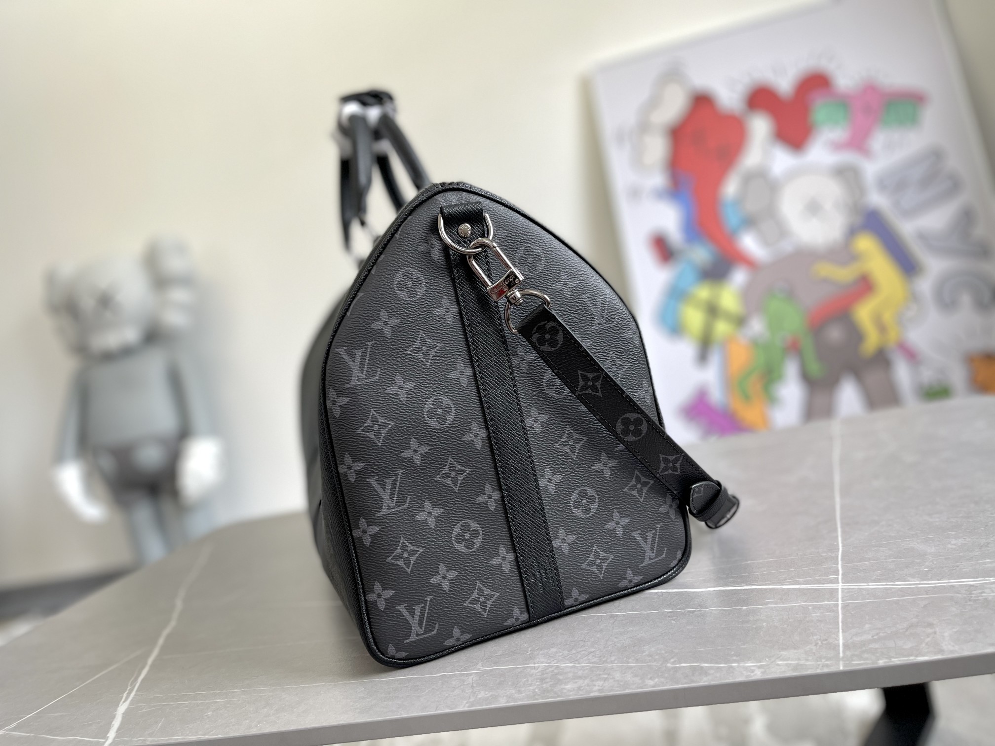 Louis Vuitton Taiga Keepall 50 Travel Bag Black - Image 2