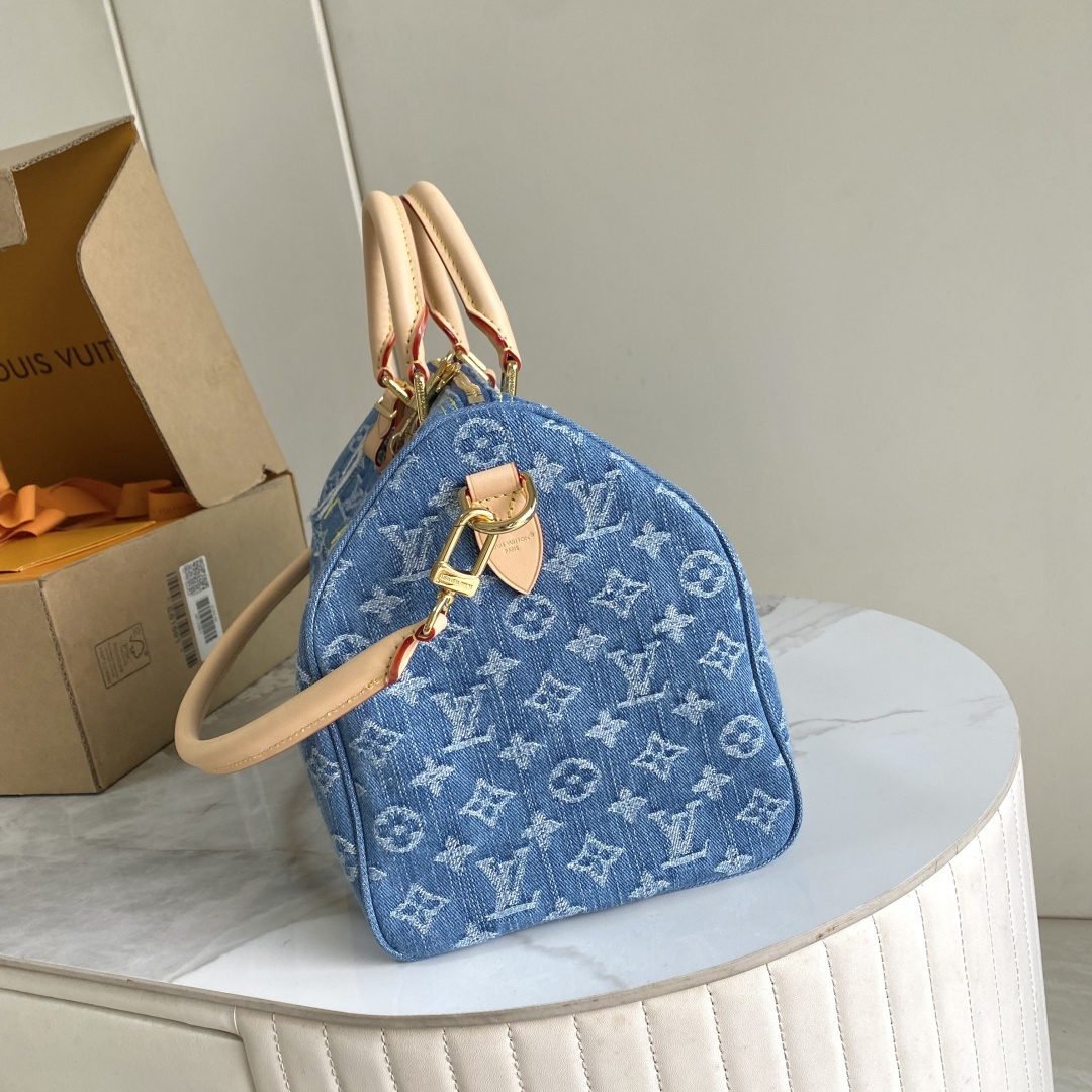 Louis Vuitton Speedy Soft 30 Denim Handbag - Image 2