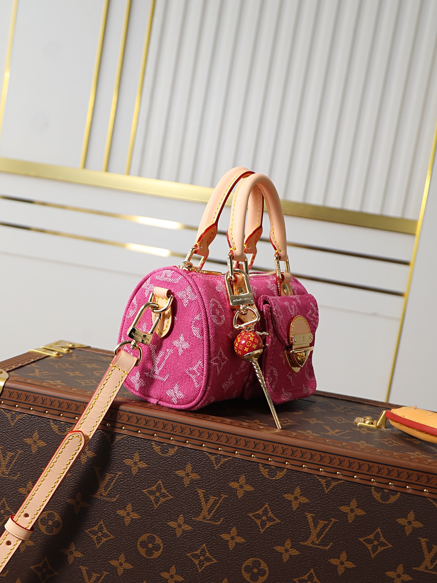 Louis Vuitton Nano Speedy Handbag in Blue Monogram Denim - Image 2