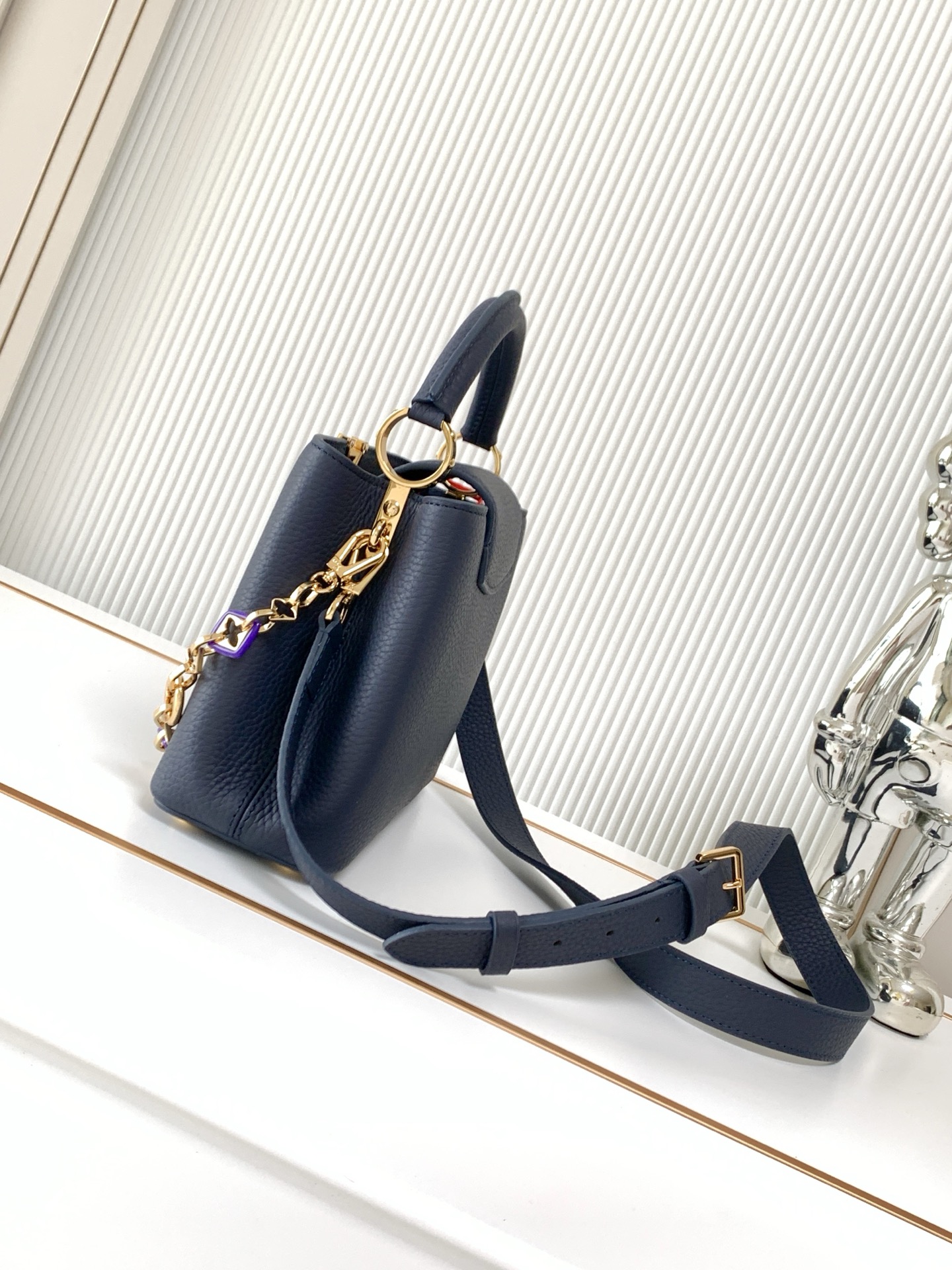 Louis Vuitton Capucines BB Handbag in Deep Blue Taurillon Leather - Image 2