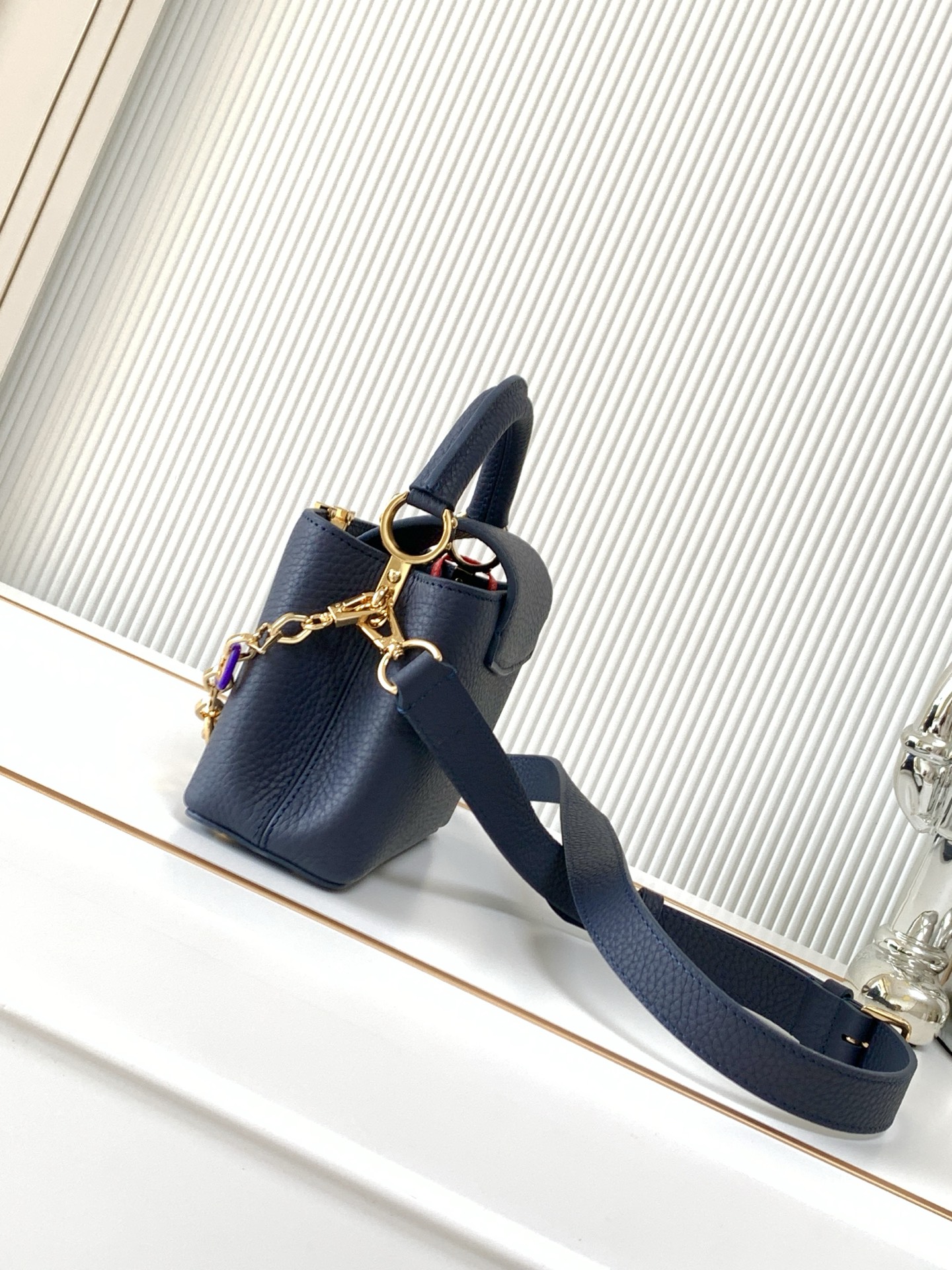 Louis Vuitton Capucines Mini Shoulder Bag in Dark Blue - Image 2