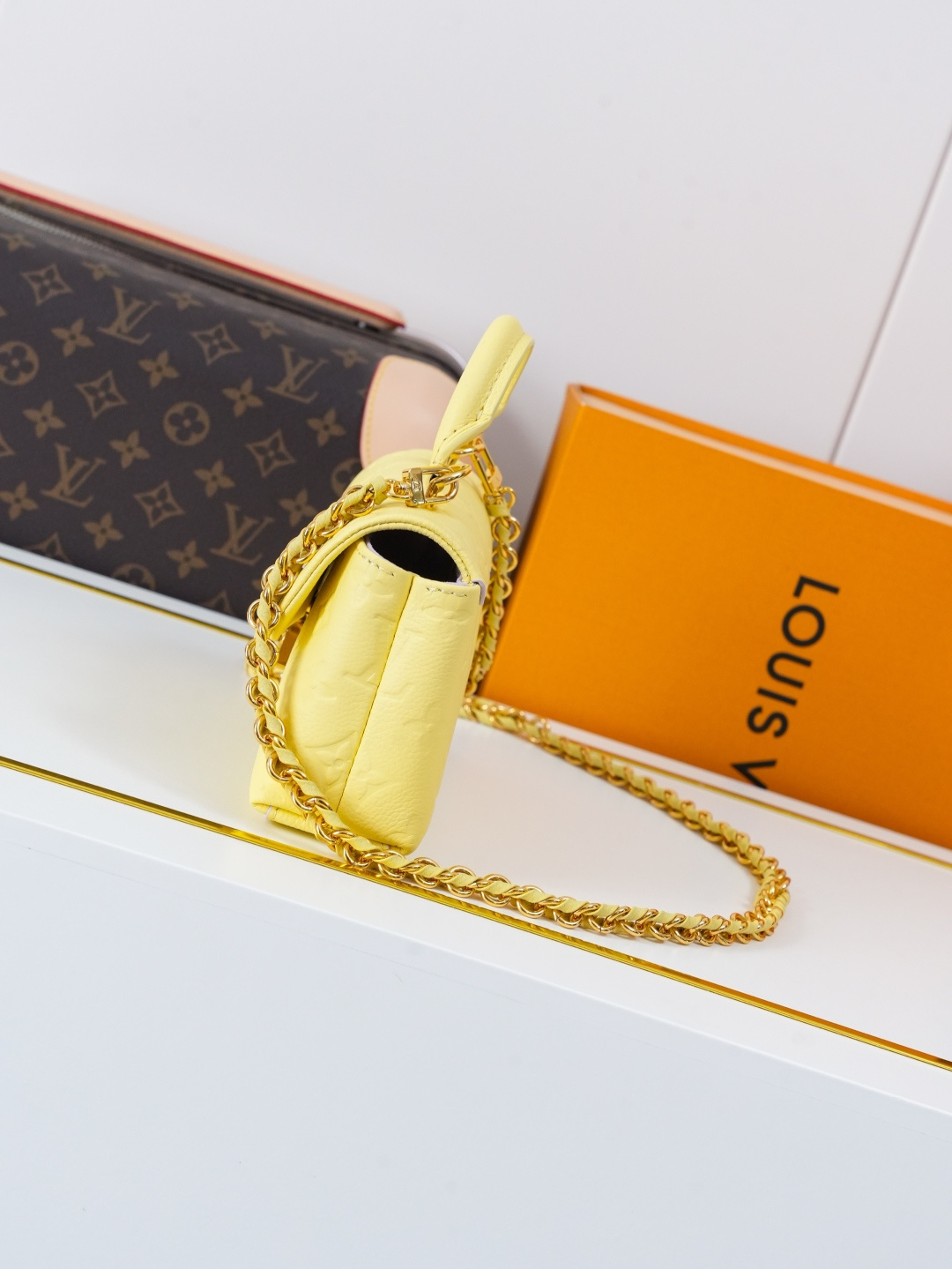 Louis Vuitton Nano Madeleine Handbag in Lemon Yellow Monogram Empreinte Leather - Image 2