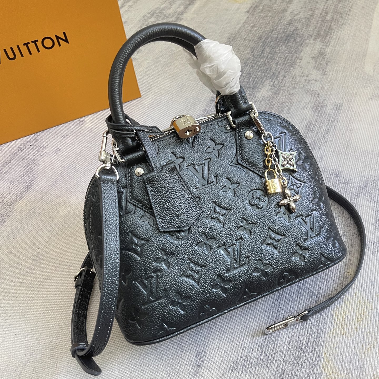 Louis Vuitton Alma BB Embossed Leather Handbag - Glossy Blue - Image 2