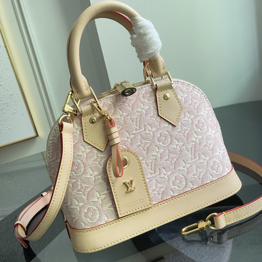 Louis Vuitton Alma BB Handbag in Pink Jacquard Denim - Image 2