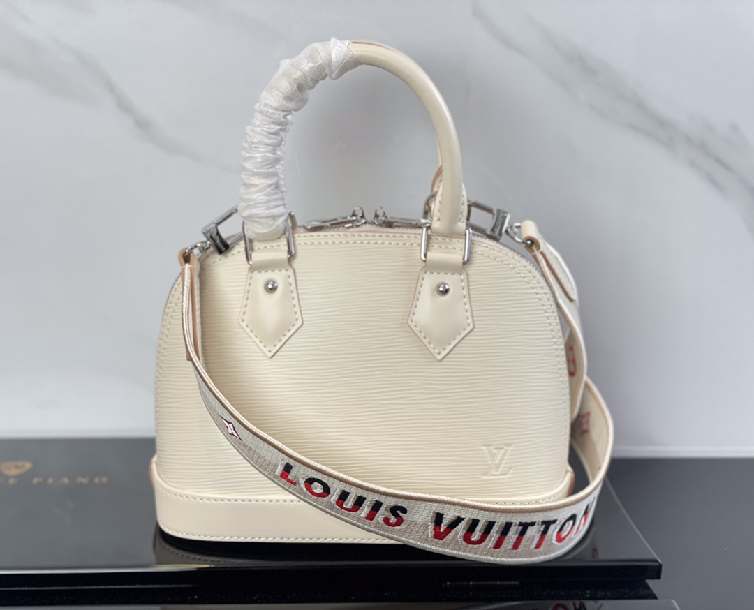 Louis Vuitton Alma BB Crossbody Bag in White Epi Leather - Image 2