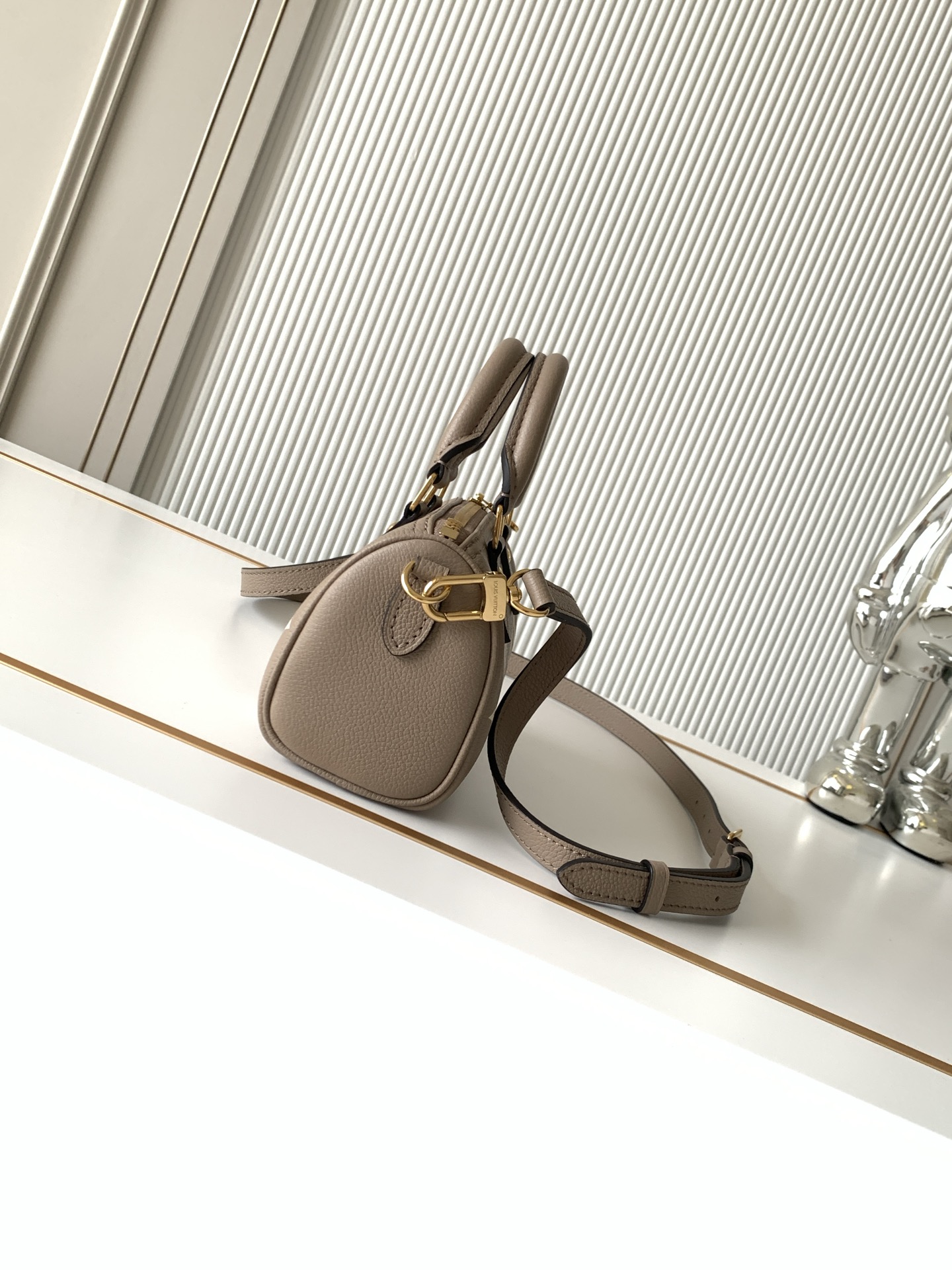 Nano Speedy Handbag in Elephant Grey Monogram Empreinte Leather - Image 2