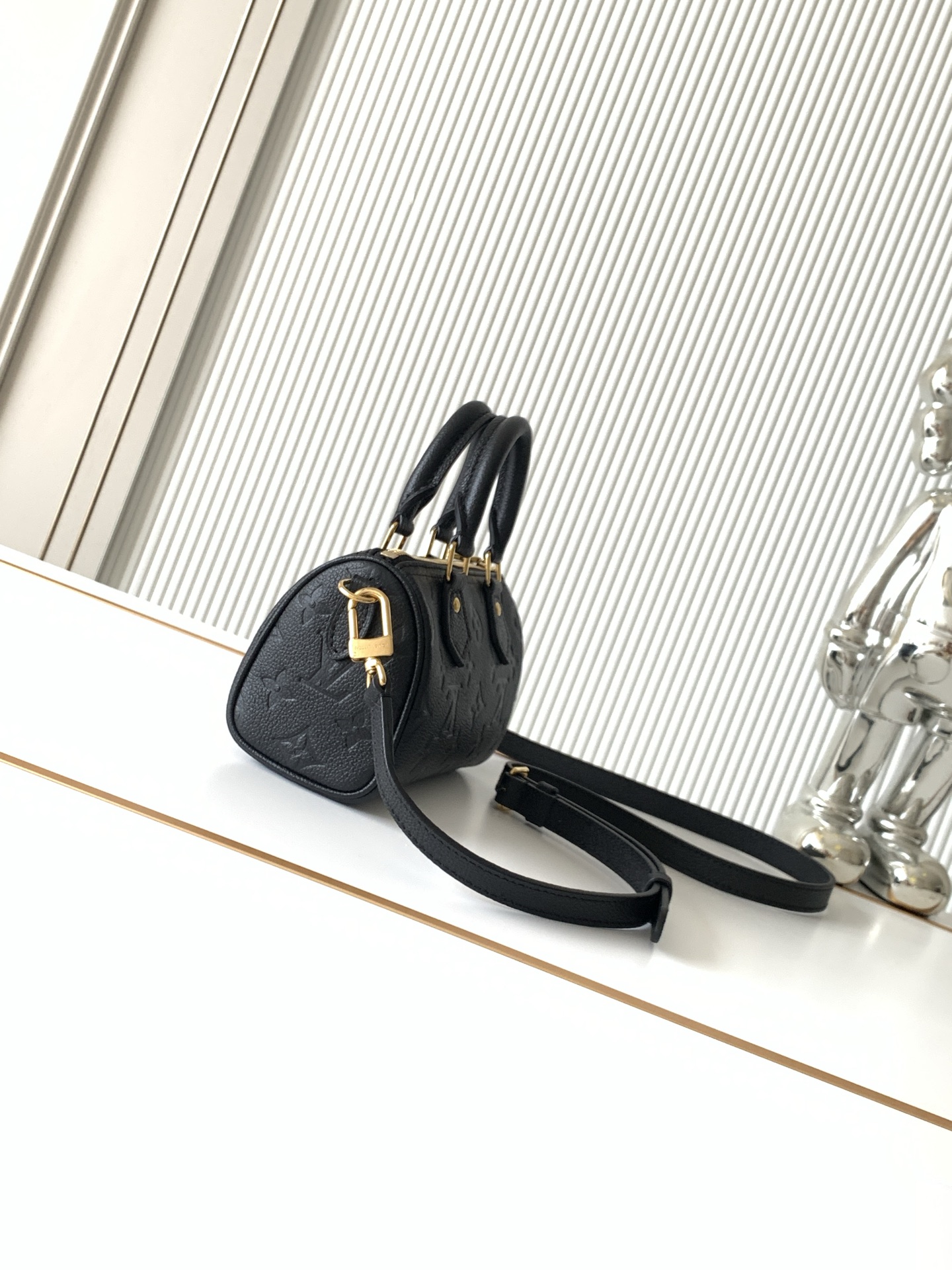 Louis Vuitton Nano Speedy Handbag in Black Monogram Empreinte Leather - Image 2
