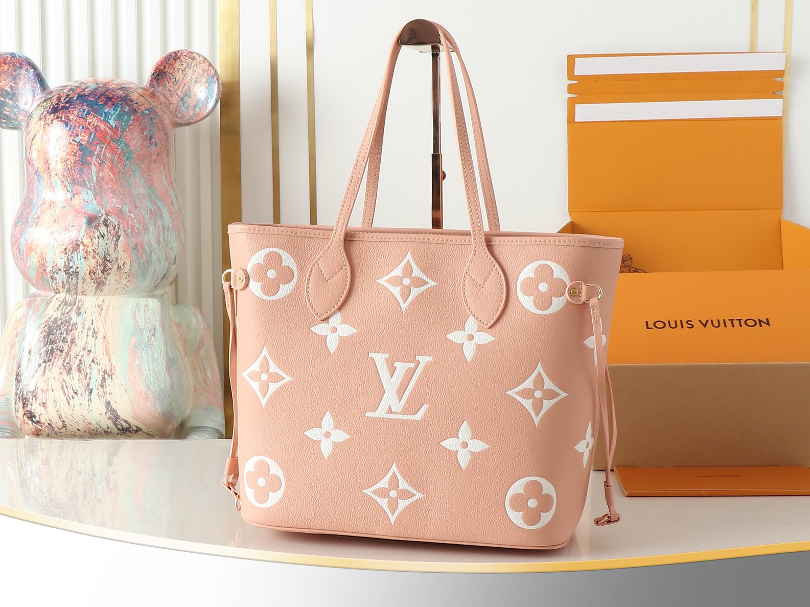 Louis Vuitton Neverfull MM Monogram Empreinte Tote Bag in Pink - Image 2