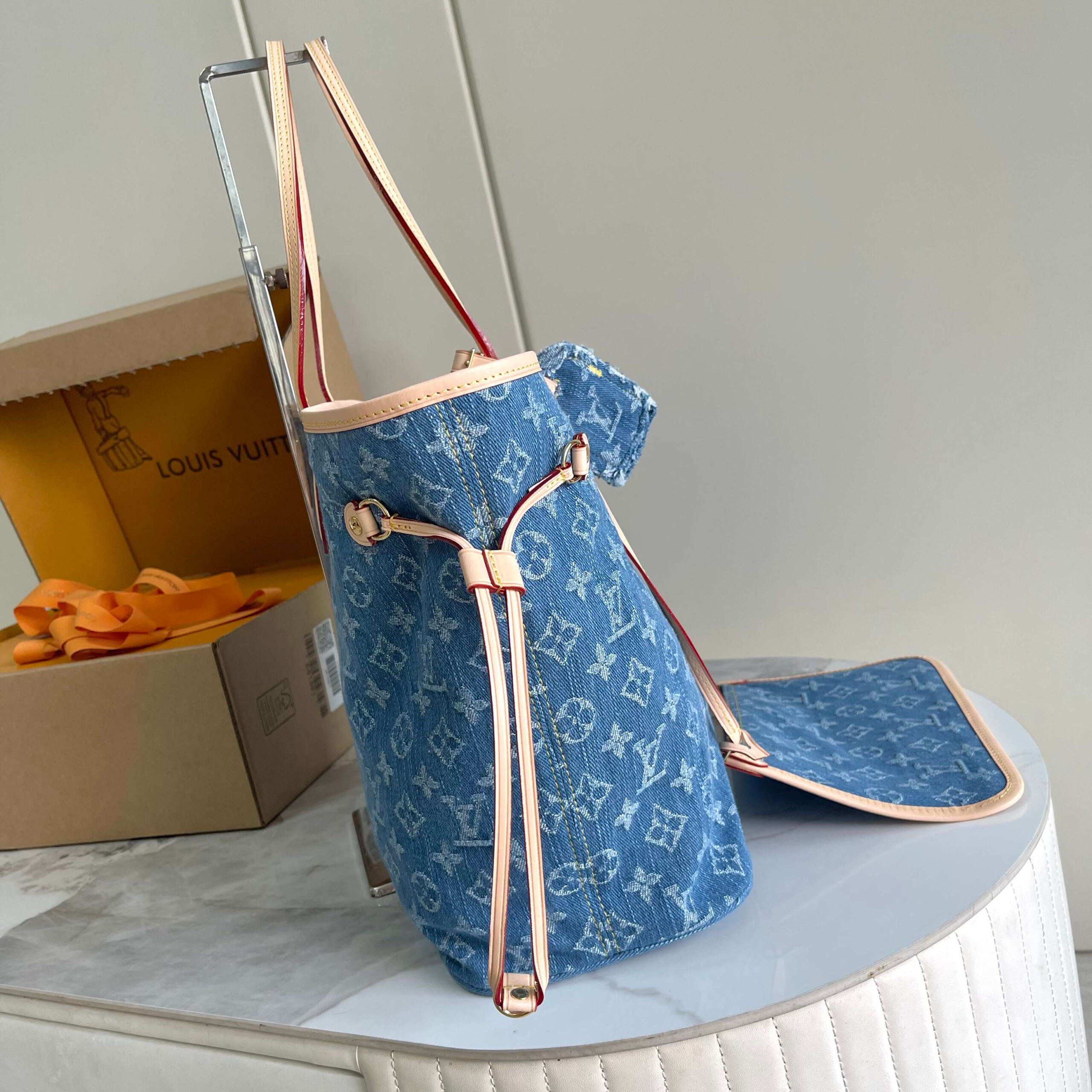 Louis Vuitton Neverfull MM Monogram Denim Tote Bag - Image 2
