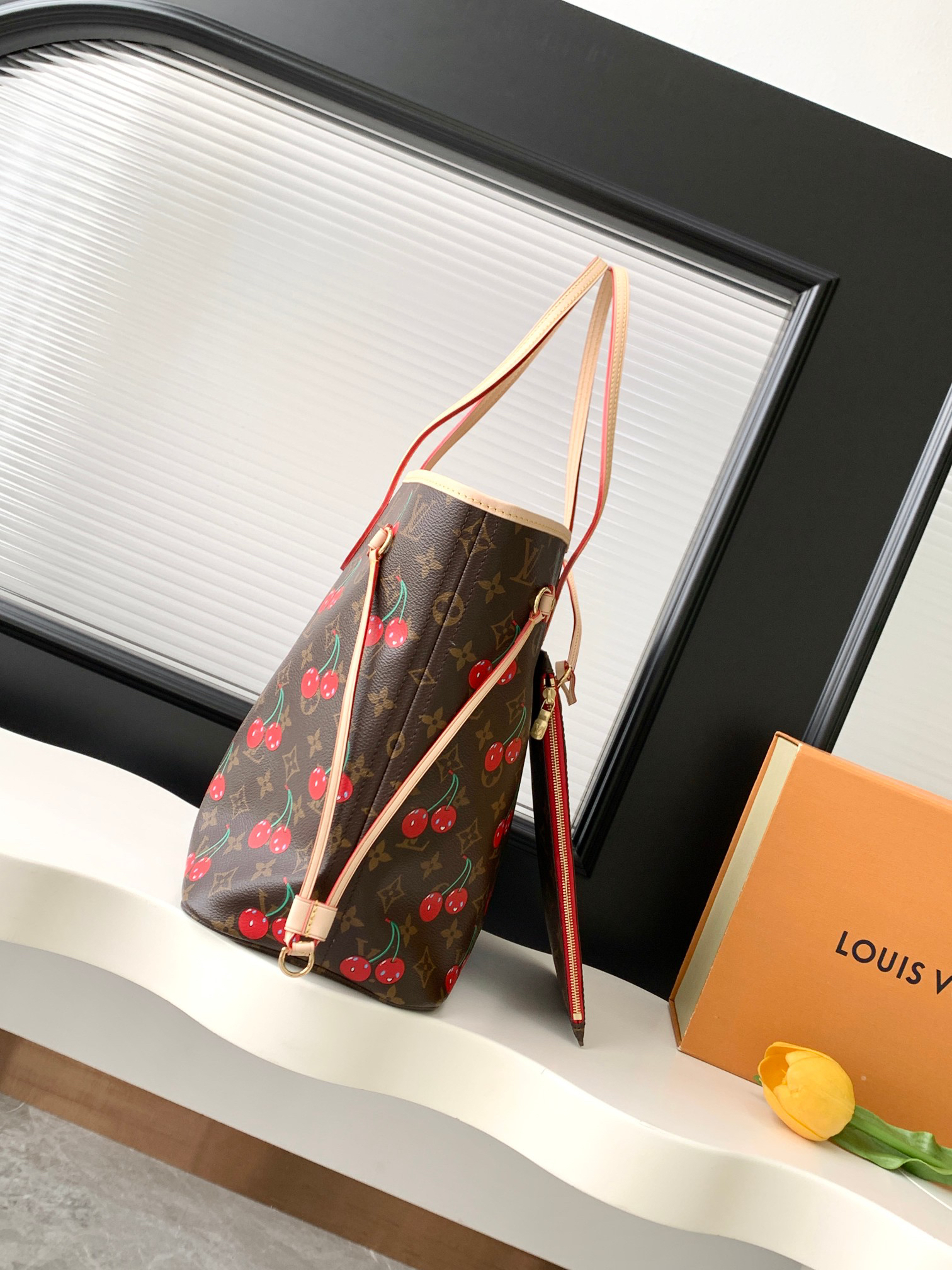 Louis Vuitton Neverfull MM Monogram Cherry Tote Bag - Image 2