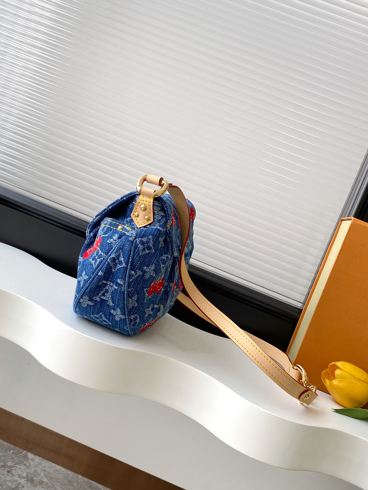 Louis Vuitton Sunset Monogram Denim Cherry Embroidery Crossbody Bag - Image 2