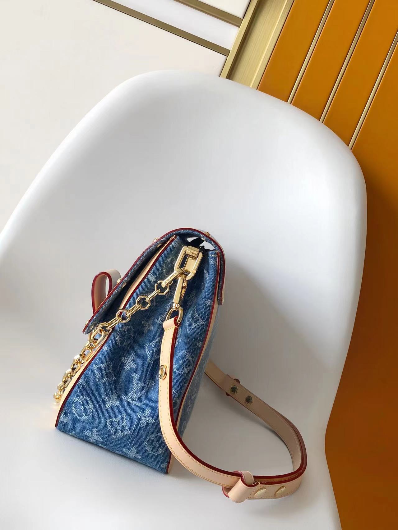 Louis Vuitton x TM Dauphine Soft Large Denim Shoulder Bag - Image 2