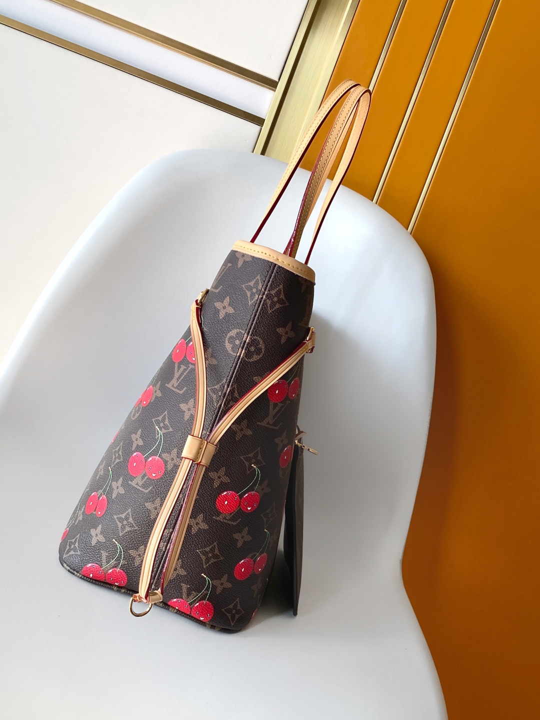 Louis Vuitton Neverfull MM Monogram Cherry Tote Bag - Image 2