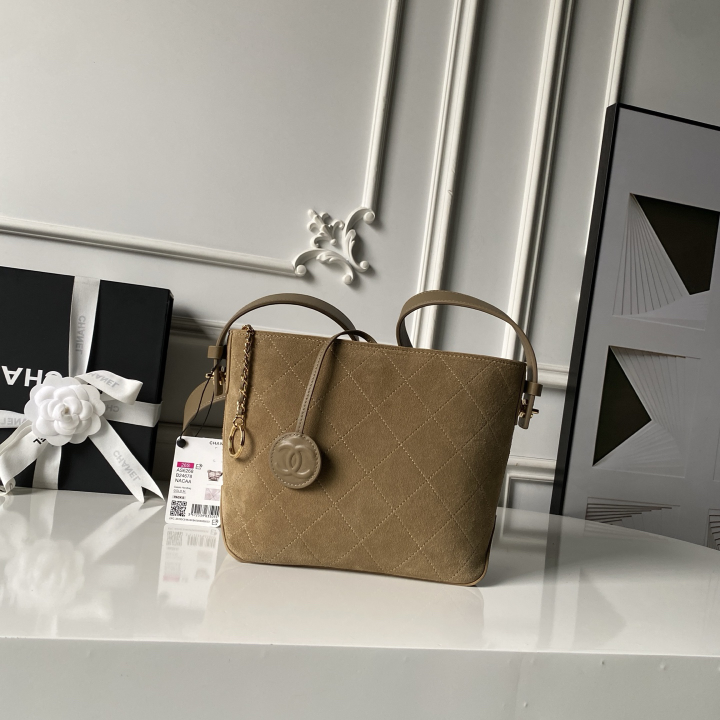 Chanel 26S Suede Bucket Handbag - Image 2