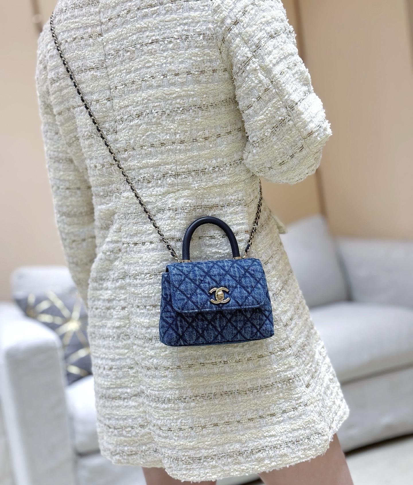 Chanel 26P Mini Coco Handle Denim Bag - Image 2