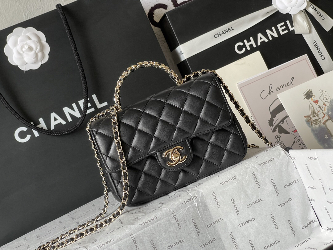 Chanel 23A CF Mini Top Handle Bag with Crystal Handle - Image 2