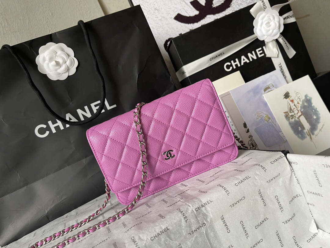 Chanel CF WOC Black Caviar Chain Wallet - Image 2