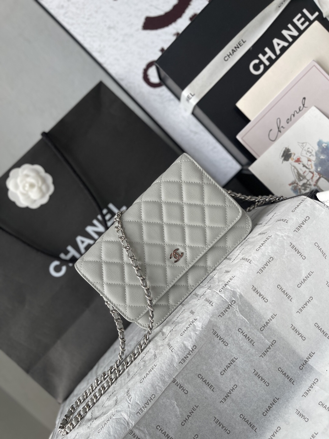 Chanel CF Wallet on Chain in Black Caviar Leather - Image 2