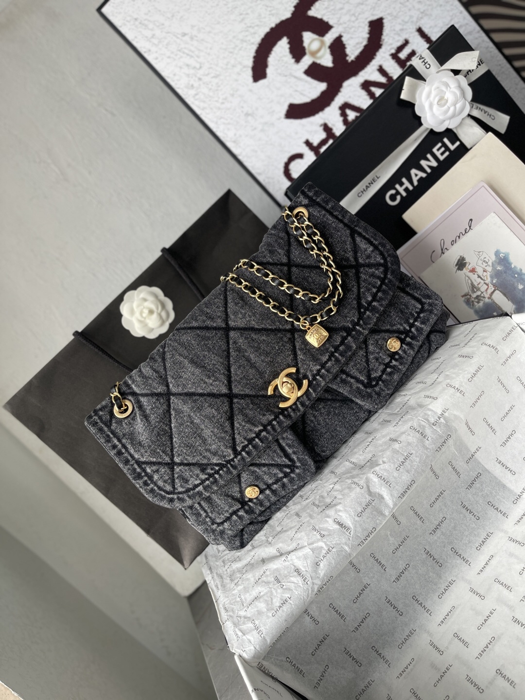 Chanel Denim Shopping Tote Bag AS5727 - Image 2