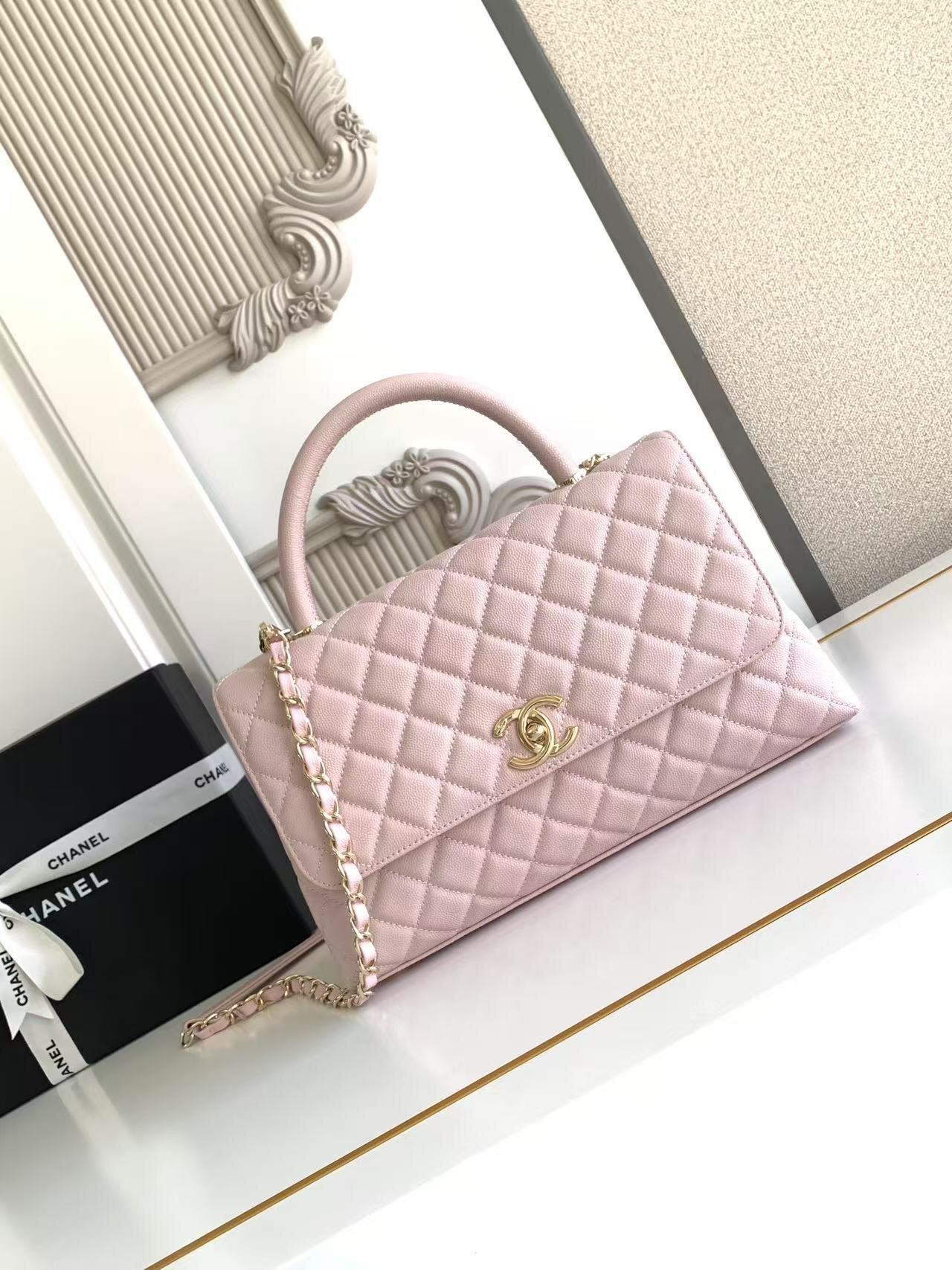 Chanel Coco Handle Caviar Leather Top Handle Bag - Image 2