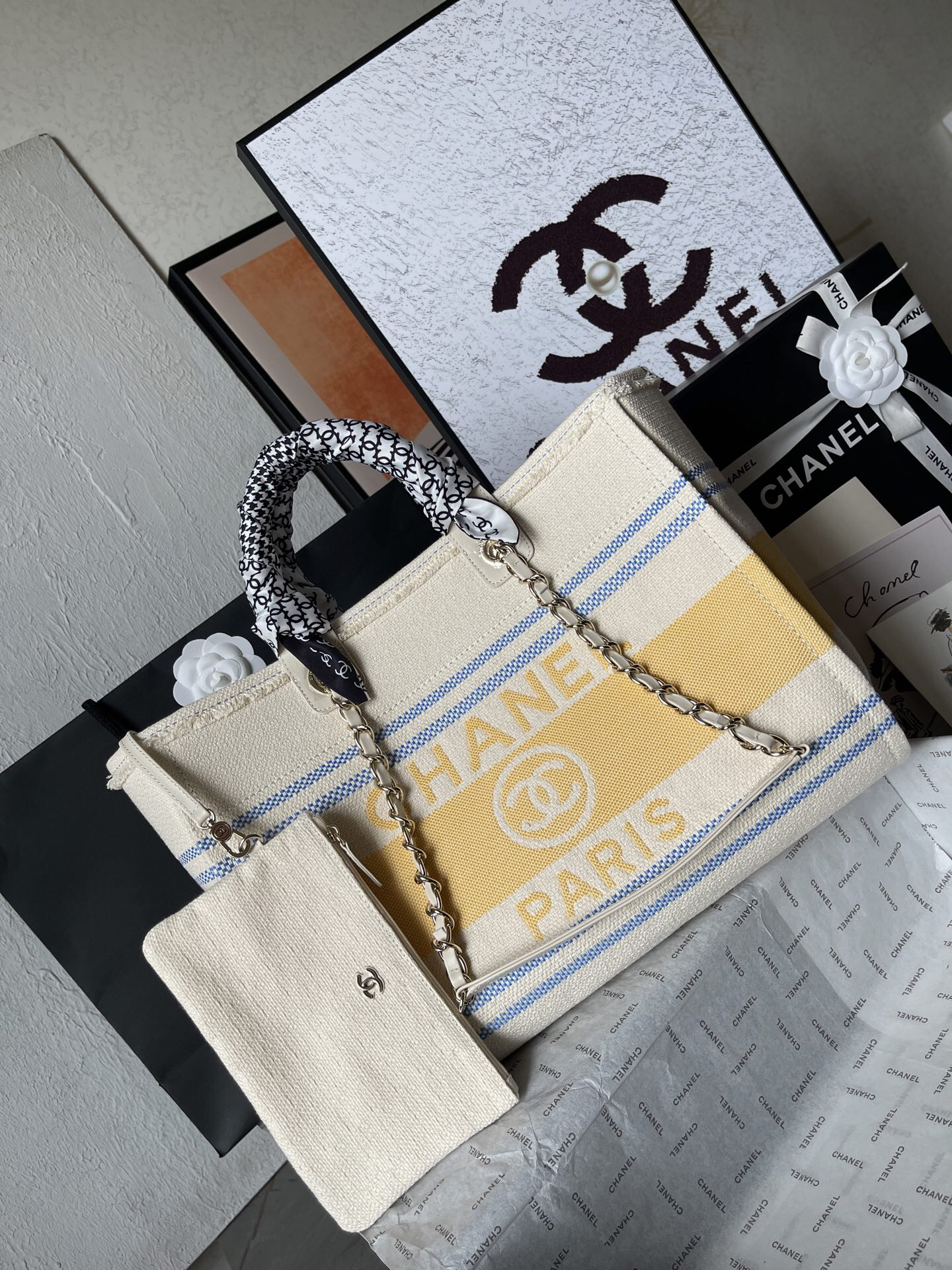 Chanel AS66941 Apricot Yellow Canvas Tote Bag - Image 2