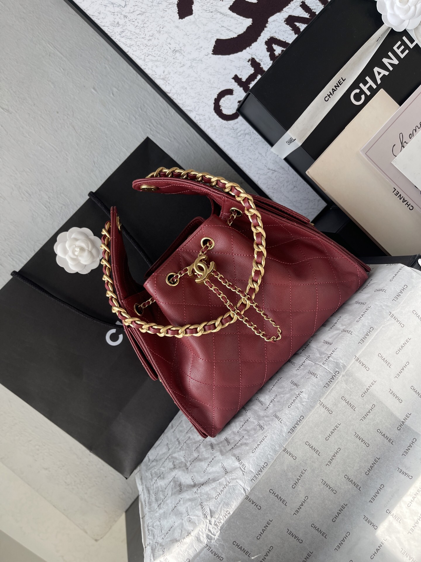 Chanel Textured Leather Hobo Shoulder Bag - Image 2