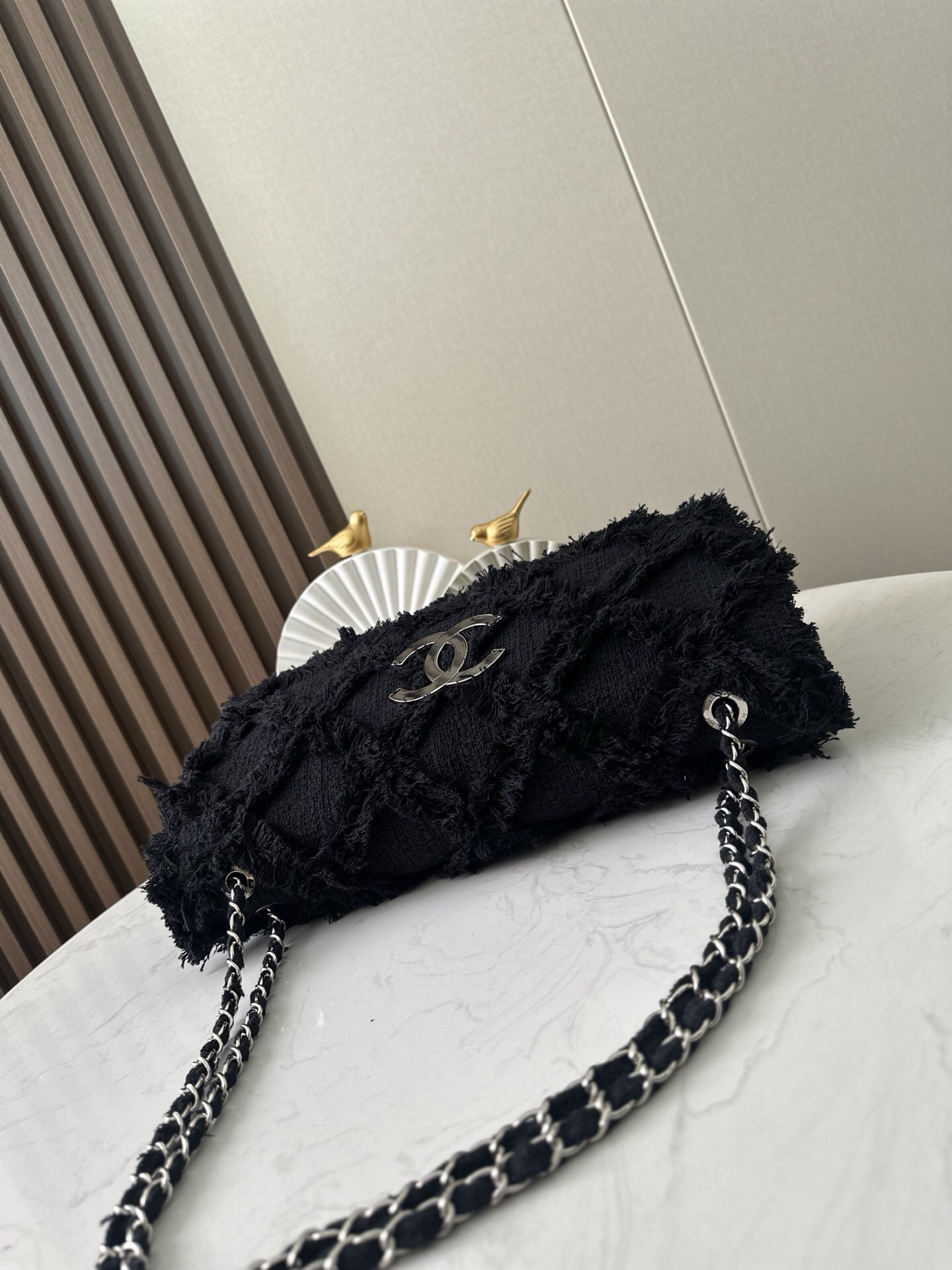 Vintage Black Straw Fringe Handbag - Image 2