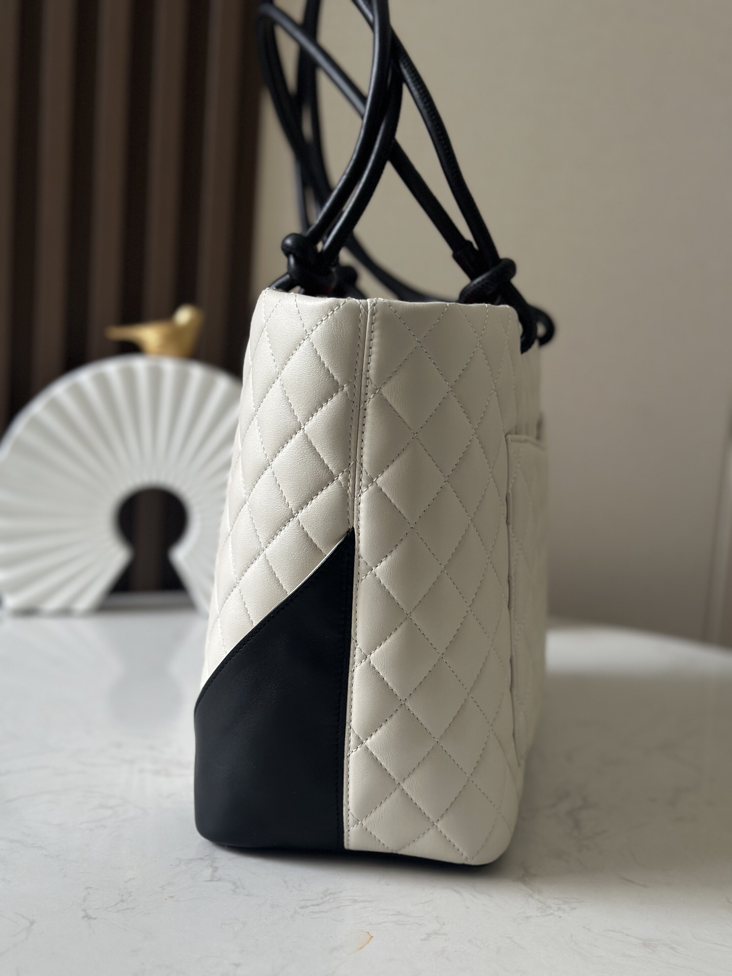 Chanel Black and White Calfskin Basket Tote - Image 2