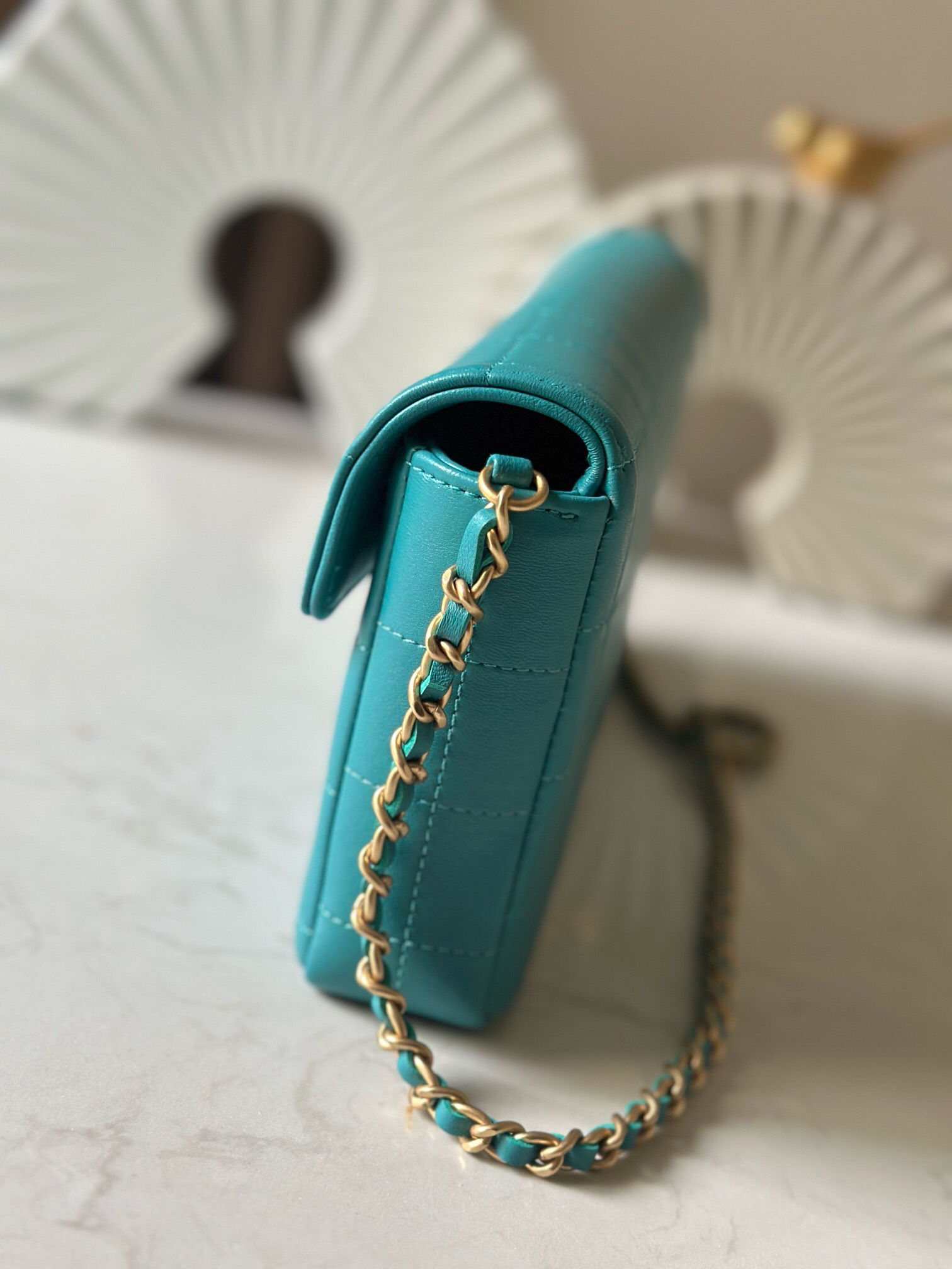 Chanel Vintage Lambskin Underarm Shoulder Bag - Milk Tea Brown - Image 2