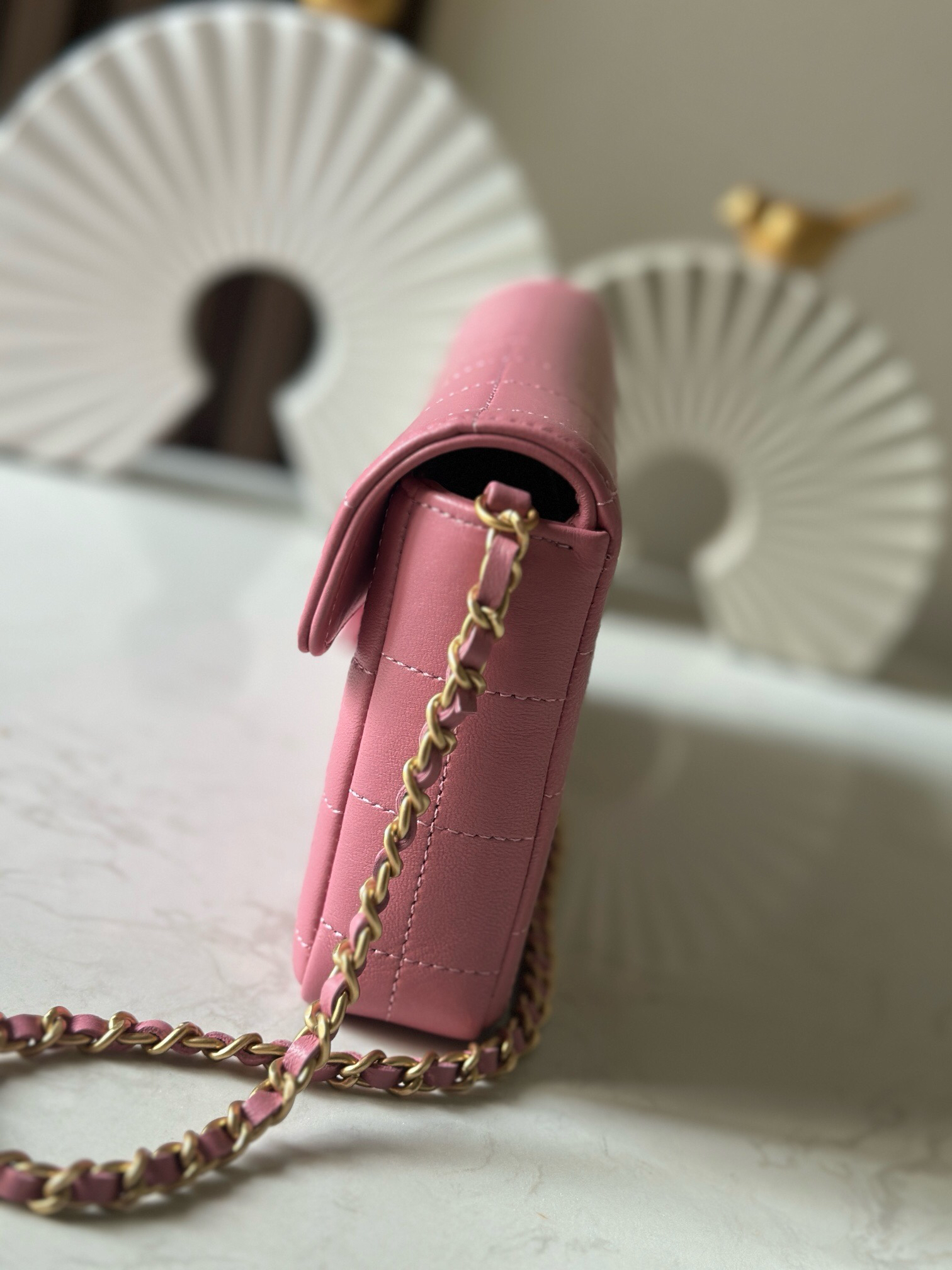 Vintage Chanel Lambskin Underarm Shoulder Bag in Soft Pink - Image 2