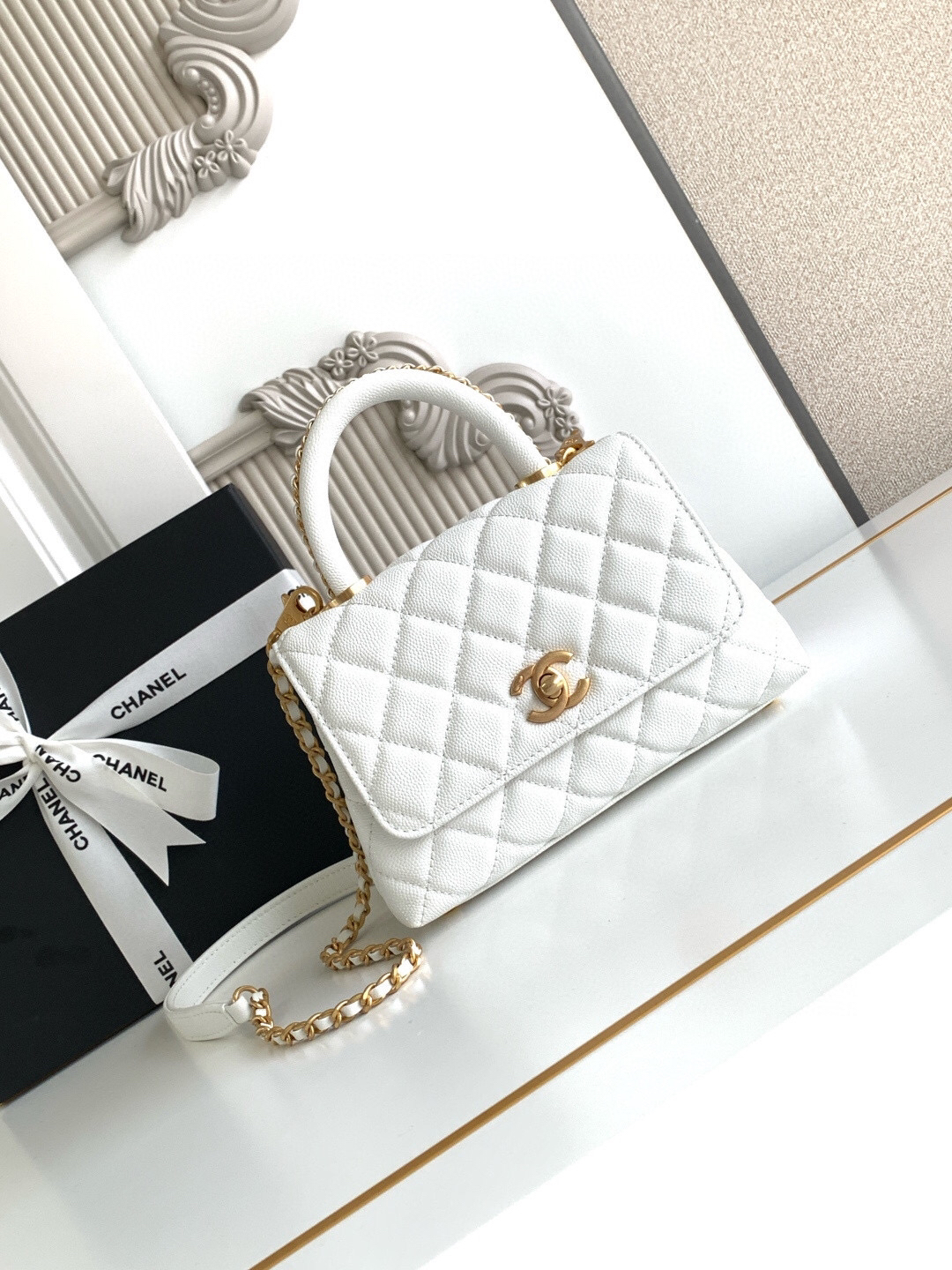 Chanel Mini Coco Handle Flap Handbag AS2215 - Image 2