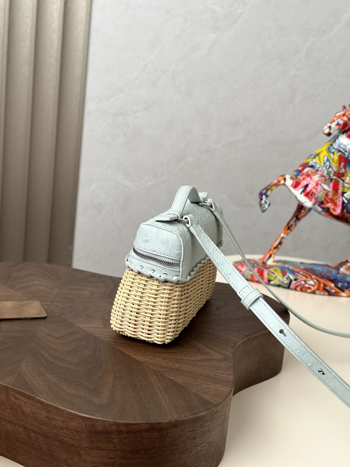 ExtraPocket Woven Bamboo and Leather Handbag - Image 2