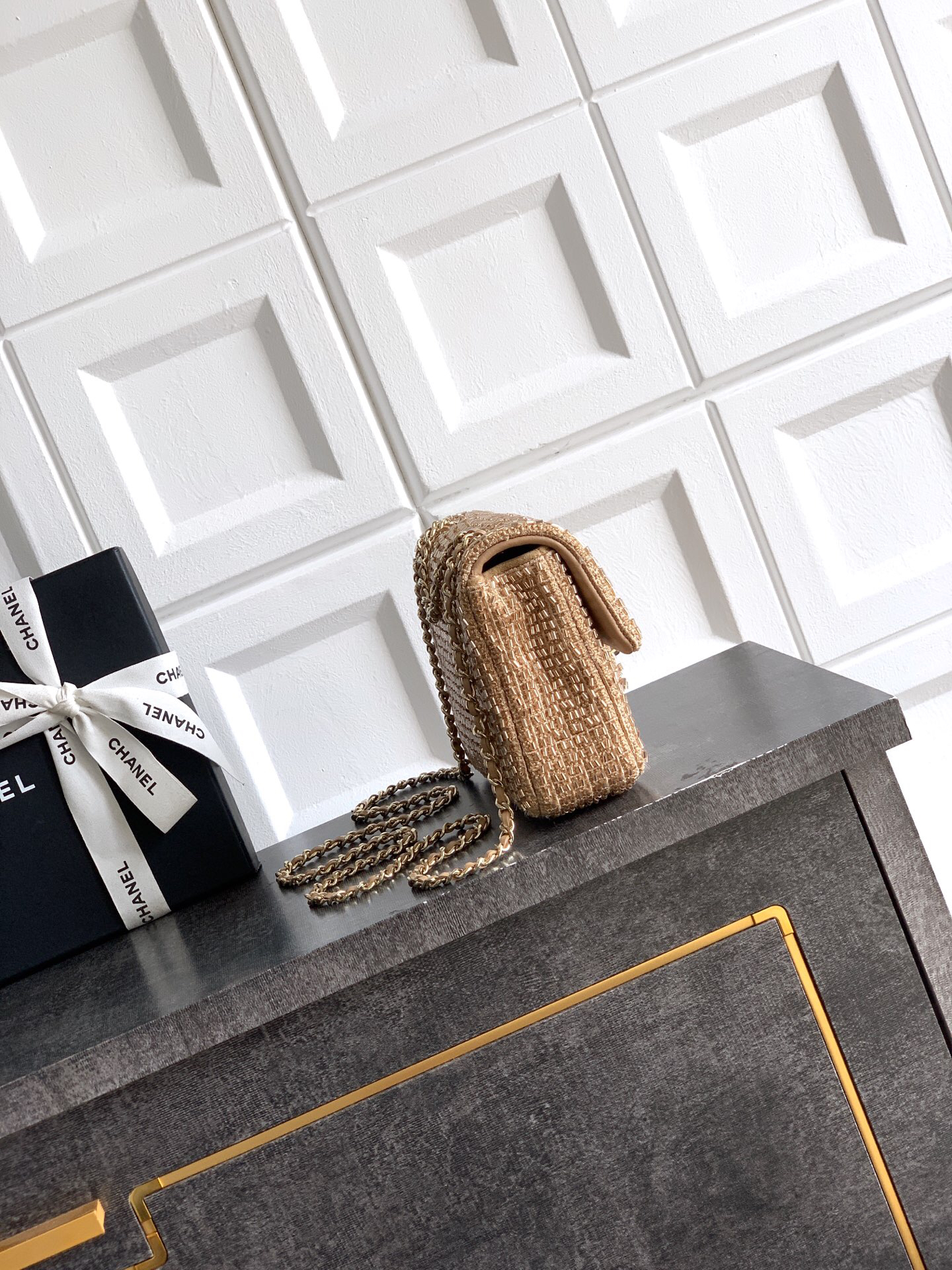 Chanel Woven Mini Evening Bag with Gold-Tone Chain - Image 2