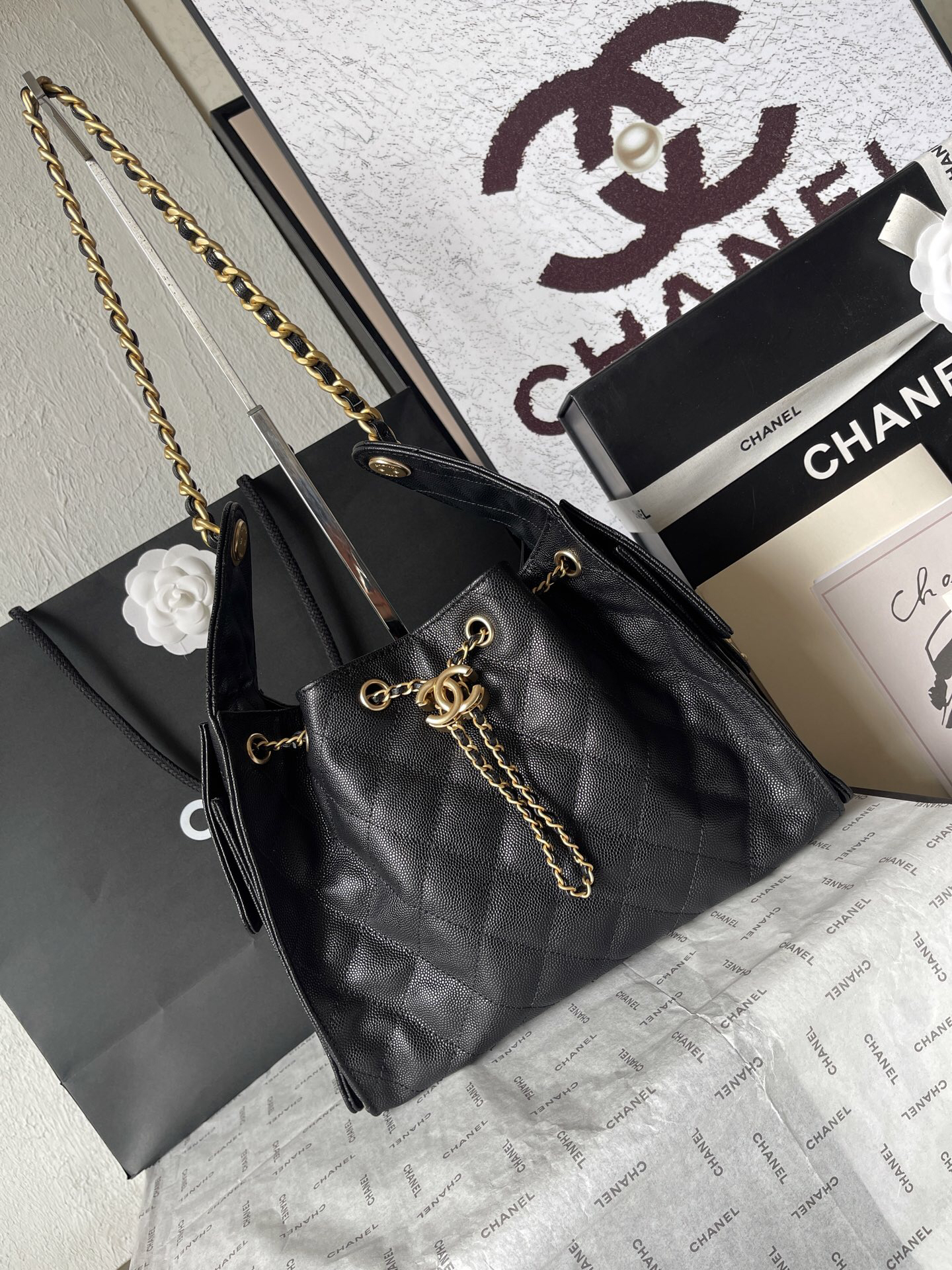 Chanel 25C AS5293 Textured Leather Hobo Shoulder Bag - Image 2