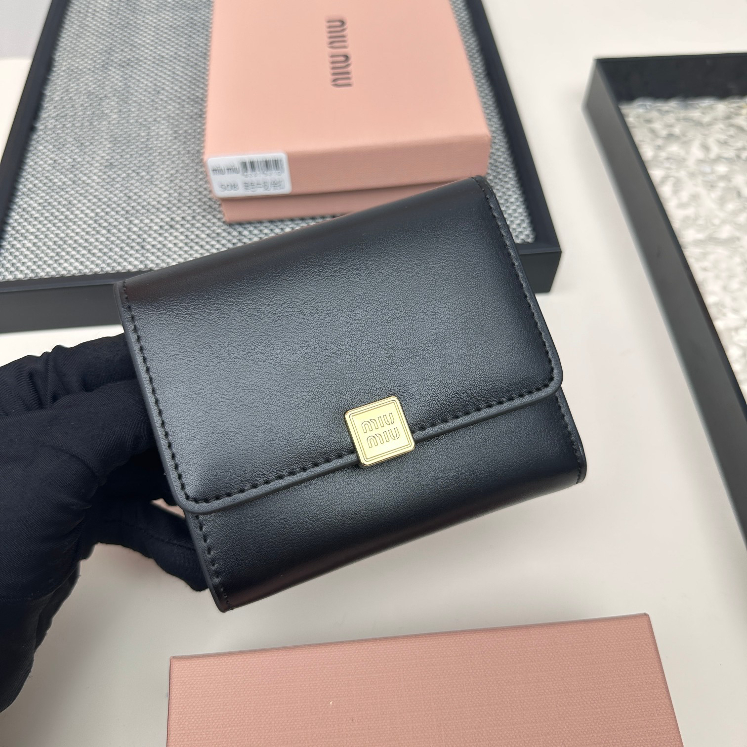Miu Miu Lambskin Trifold Wallet and Card Holder - Image 2