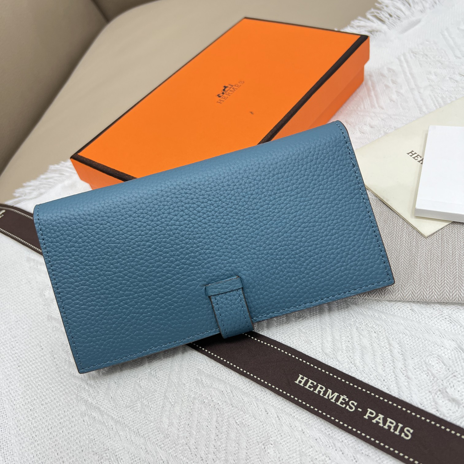 Hermes Long Leather Wallet with Interior Zipper - Image 2