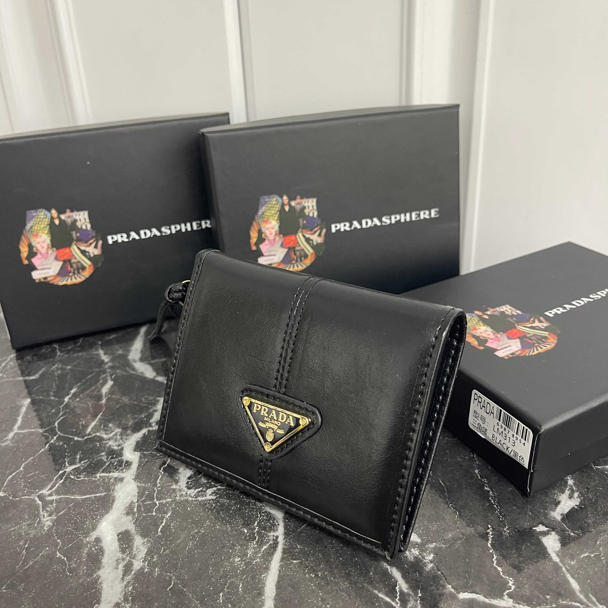 Prada Small Leather Wallet with Enamel Triangle Logo - Image 2
