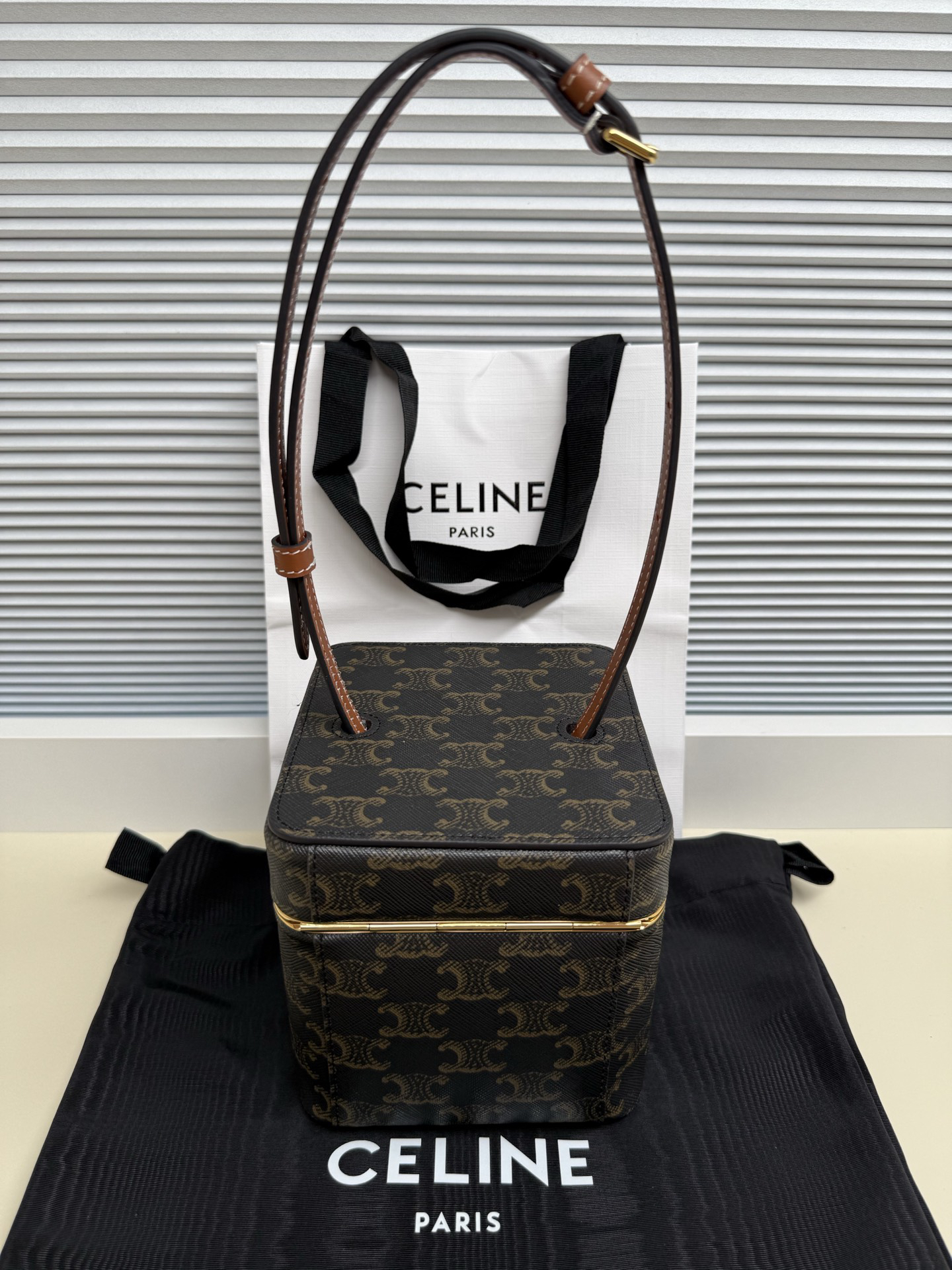 TRIOME FRAME Small Logo-Print Leather Box Handbag - Image 2