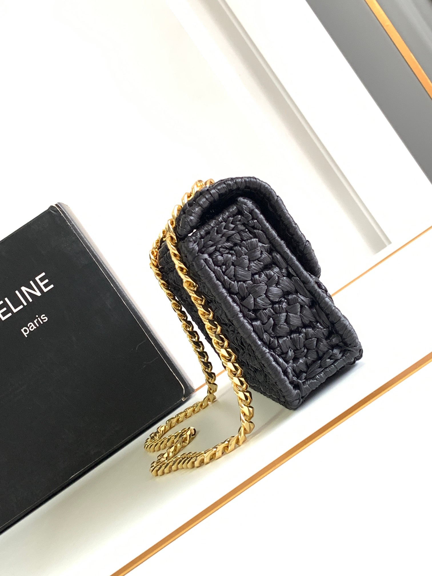 Celine Summer Limited-Edition Raffia Woven Chain Shoulder Bag - Image 2