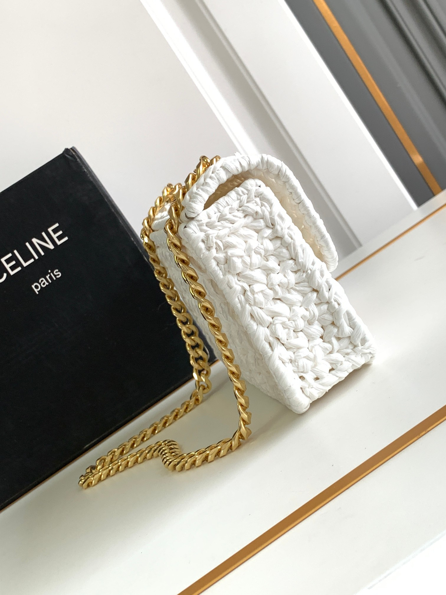 Celine Soleil Limited-Edition Woven Raffia Chain Shoulder Bag - Image 2