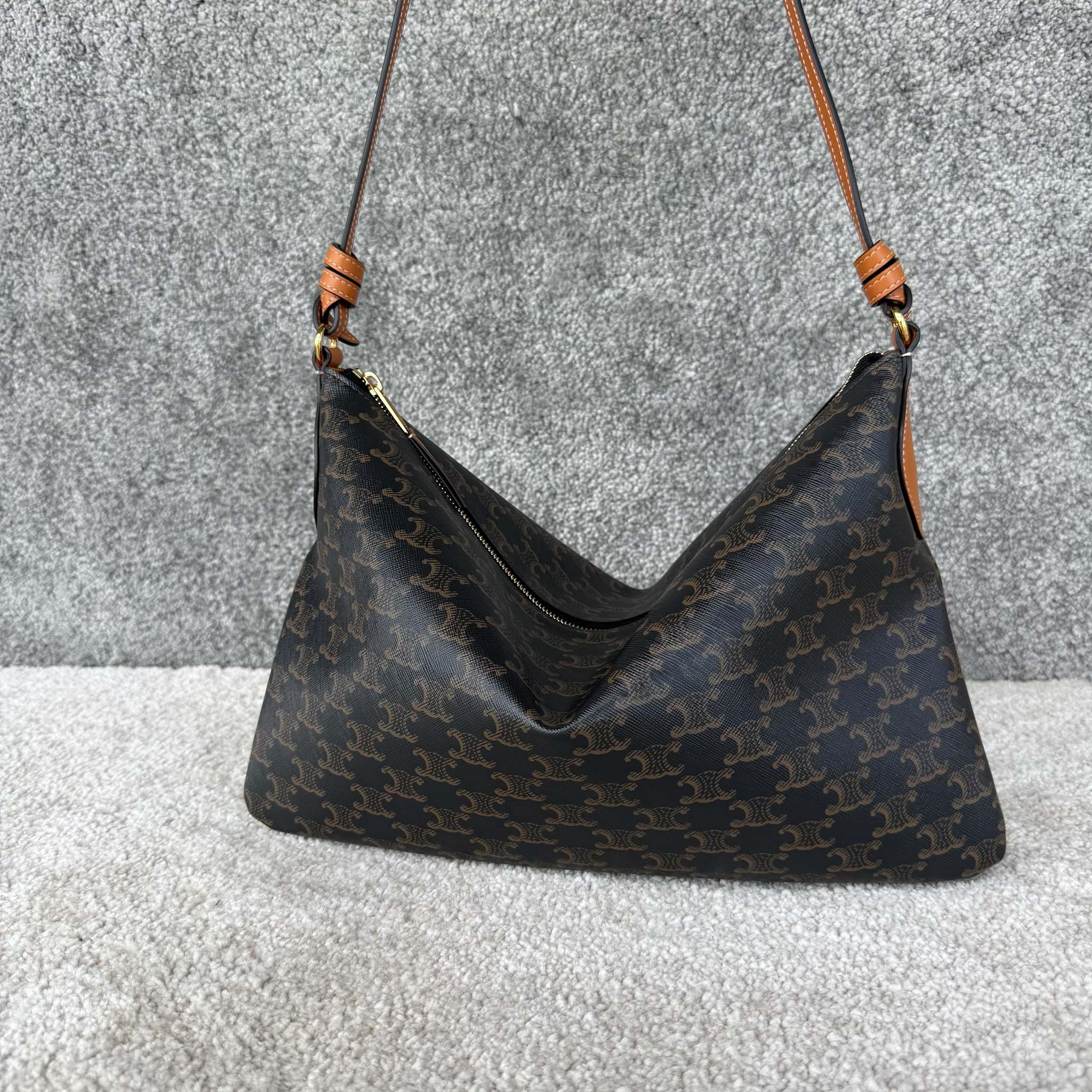 Celine Logo-Print Double-Zip Shoulder Bag - Image 2