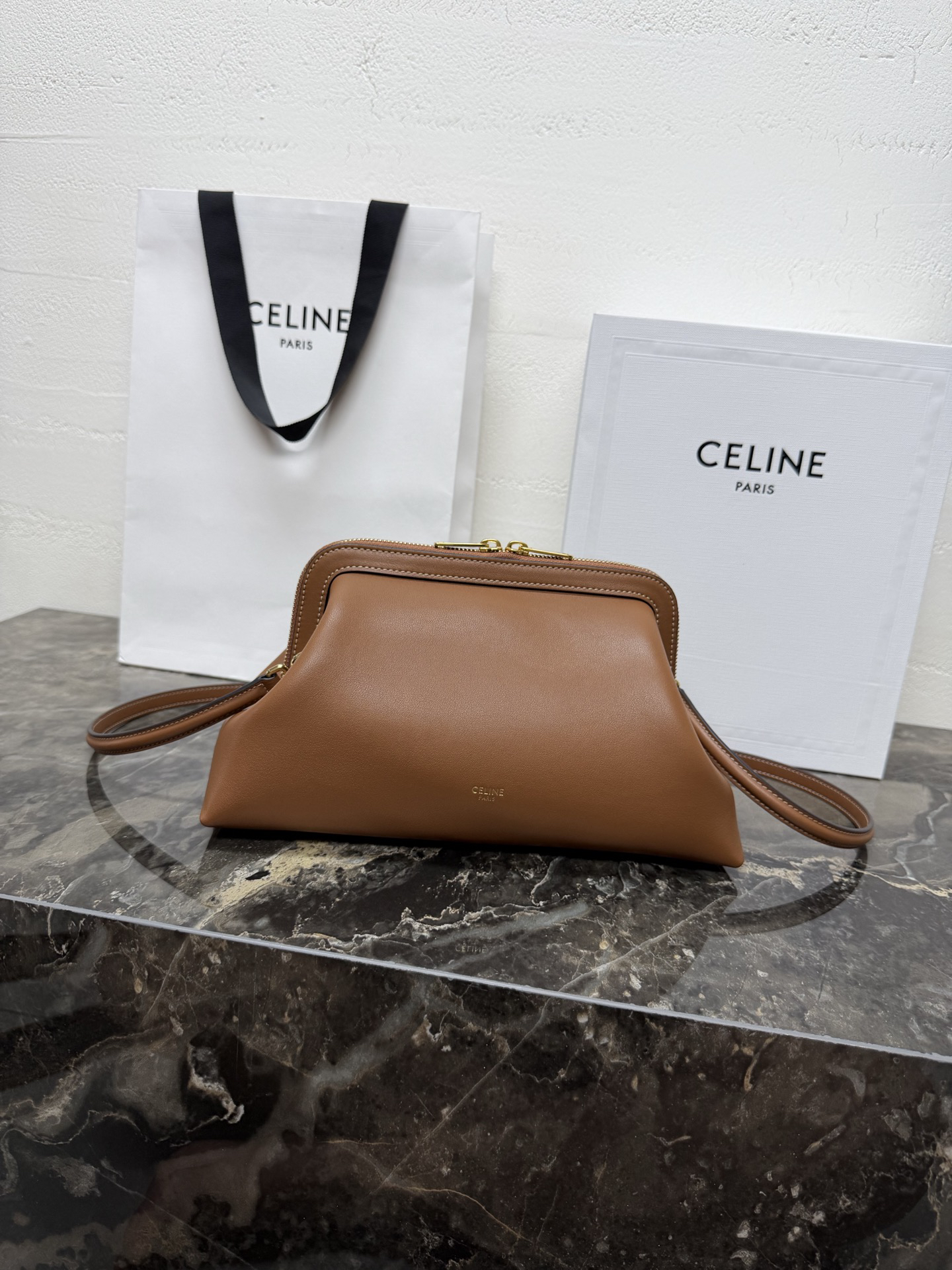 Small Cowhide Handbag with Steel Hardware - Image 2