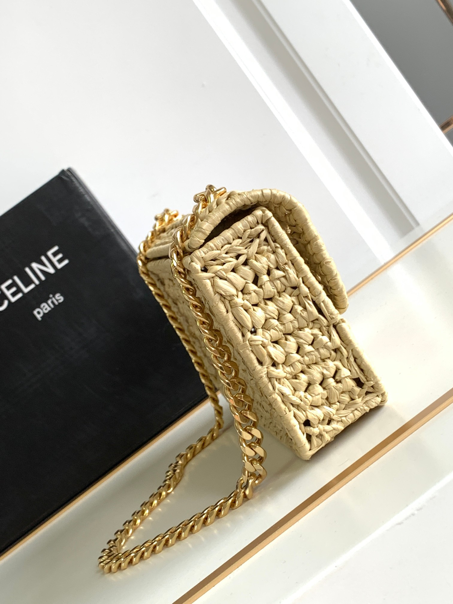 Celine Triome Plant-Fiber Woven Chain Shoulder Bag - Image 2