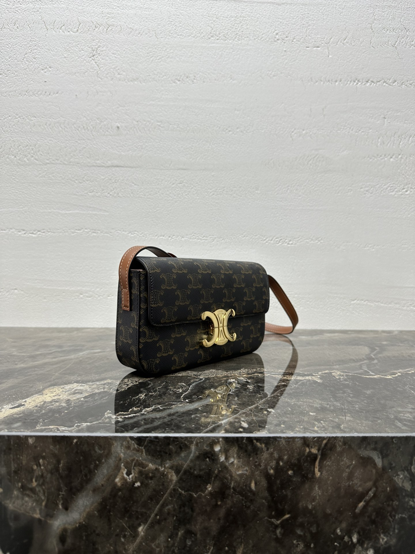 TRIOME Logo-Print Crossbody Bag in C Fabric with Leather Trim - Image 2