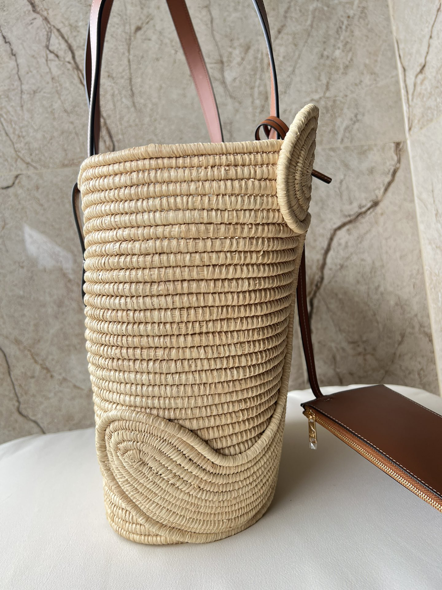 Celine Medium Natural Grass and Cowhide Leather Woven Triome Classic Tote Bag - Image 2