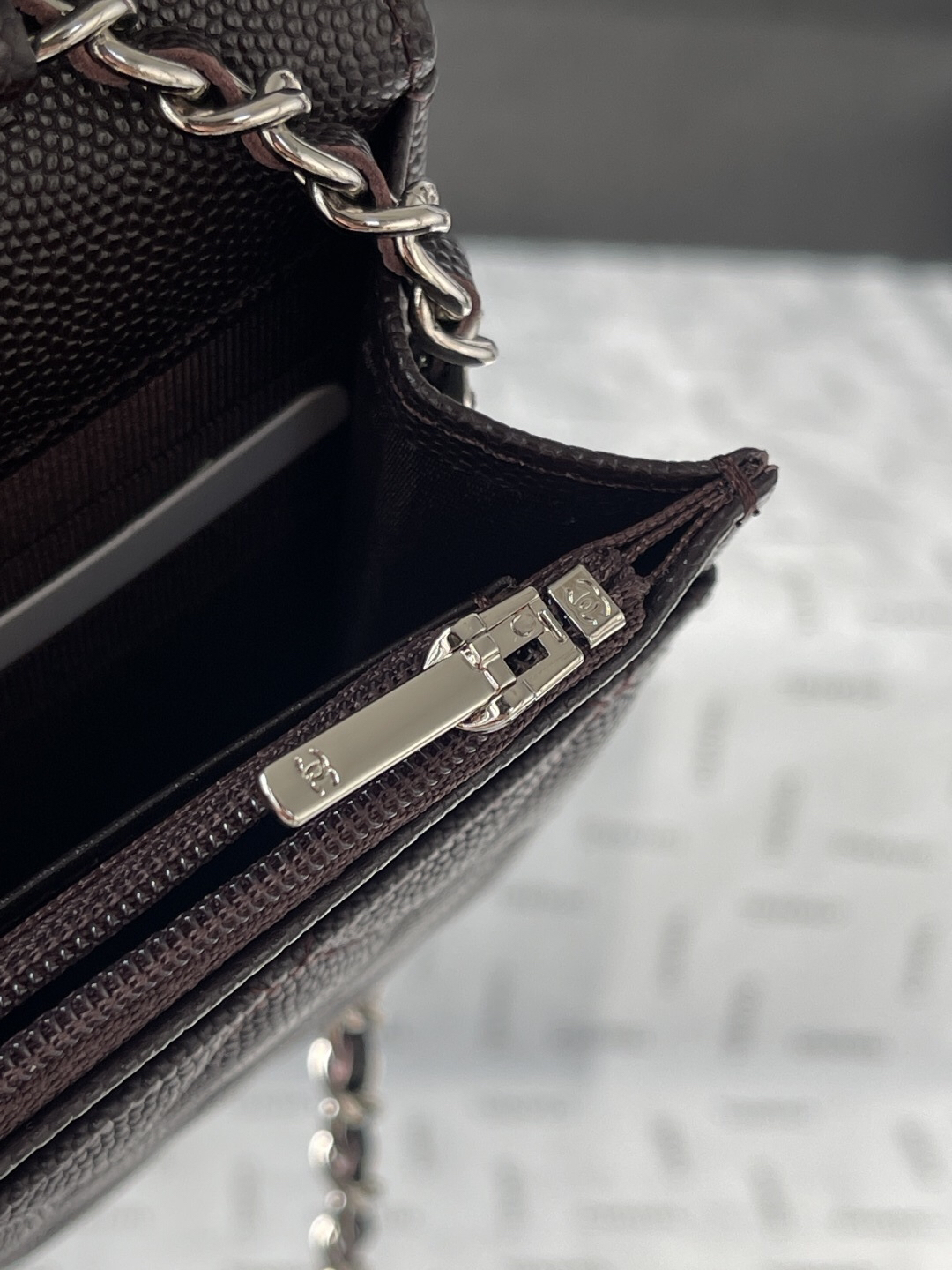 Chanel CF WOC Black Caviar Leather Chain Bag - Image 11