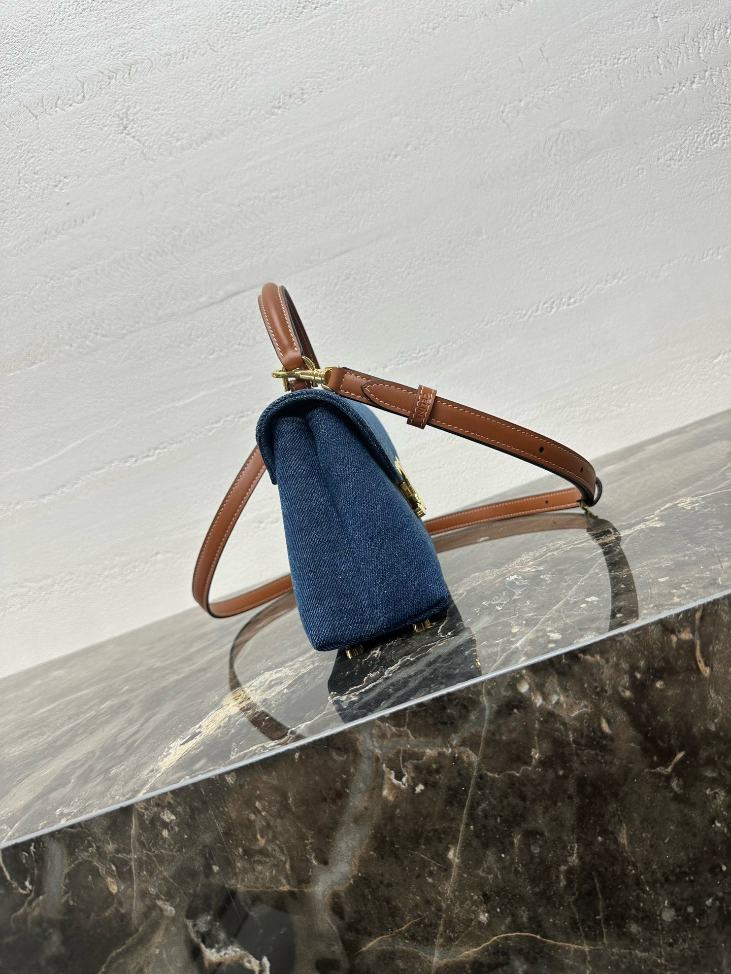 TEEN NINO Denim and Leather Handbag with Steel Hardware - Image 3