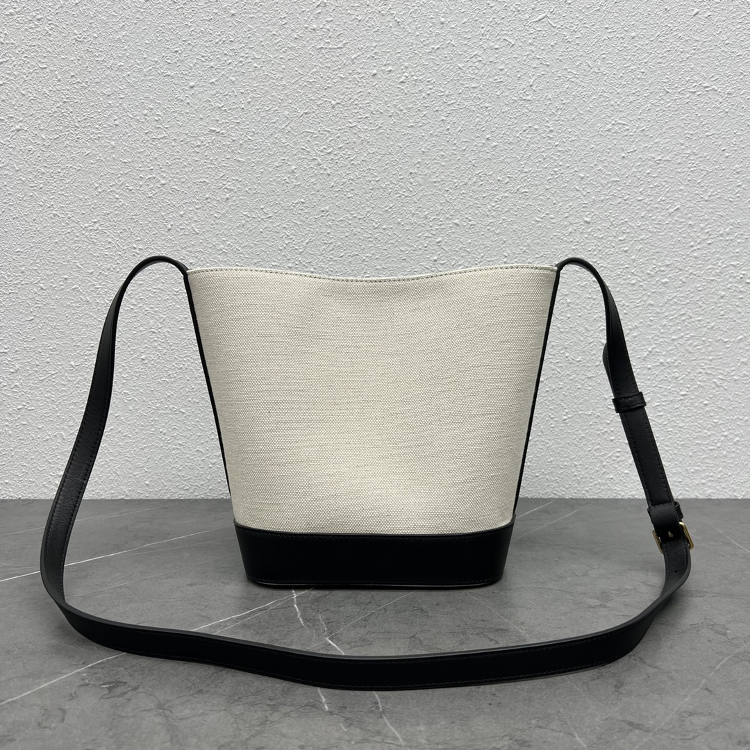 CELINE 2022 Spring/Summer CUIR Bucket Bag in Black Linen - Image 3