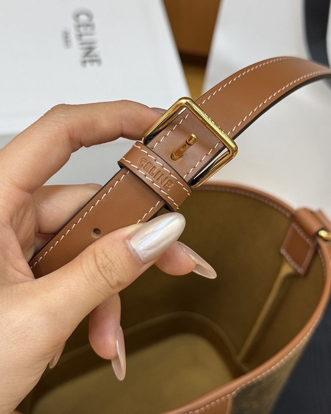 CELINE Triomphe Classic Monogram Bucket Crossbody Bag - Image 3